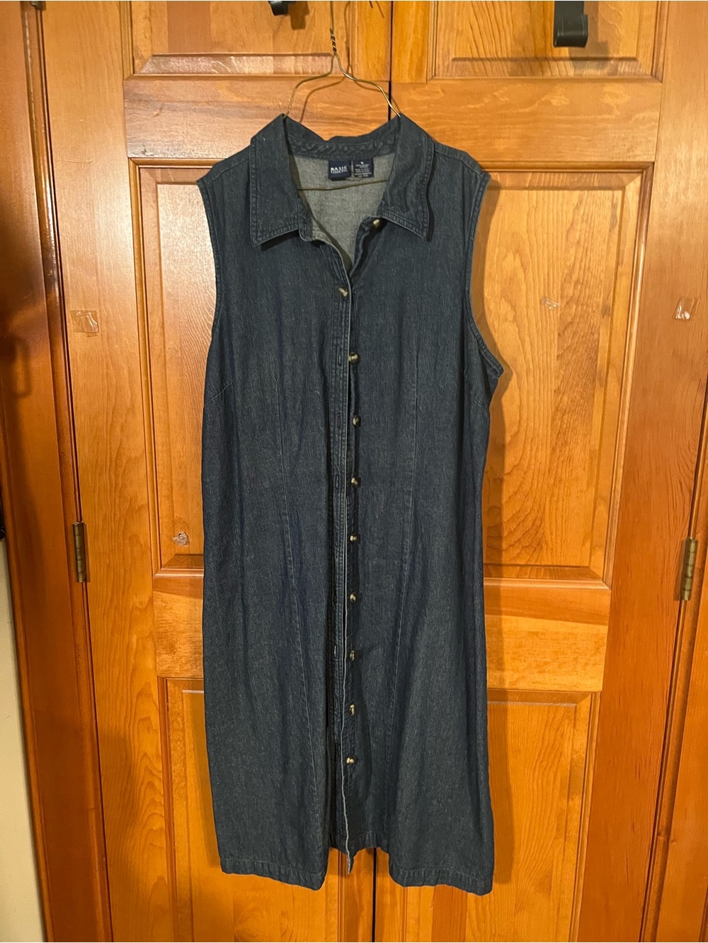 Basic Editions Sleeveless Dark Blue Denim Button-Front Dress